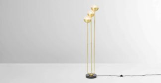 An Image of Cher Triple Floor Lamp, Textured Glass & Brass