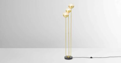 An Image of Cher Triple Floor Lamp, Textured Glass & Brass