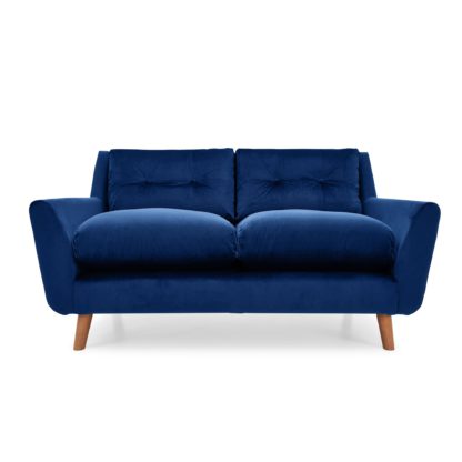 An Image of Halston Velvet 2 Seater Sofa Grey