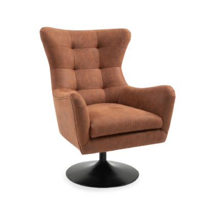 An Image of Roan PU Leather Swivel Chair - Tan Brown
