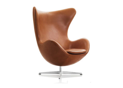 An Image of Fritz Hansen Egg Chair Grace Leather Walnut