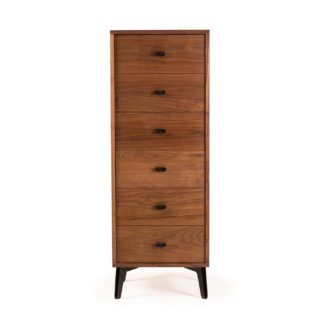 An Image of De La Espada McQueen Tall 6 Drawer Chest Walnut