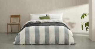 An Image of Kelsey Linen/Cotton Stripe Duvet Cover + 2 Pillowcases, King, Iron Grey UK