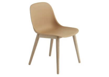 An Image of Muuto Fiber Side Chair Wood Base Normal Shell Dusty Green