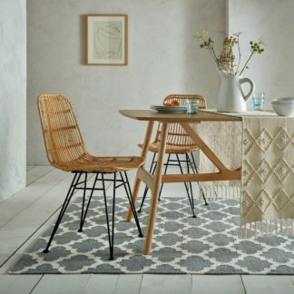 An Image of Sierra Trellis Flatweave Rug Grey and White