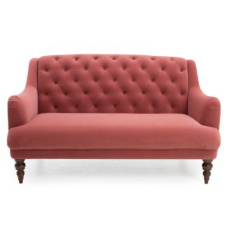 An Image of Natalia Velvet 2 Seater Sofa Pink