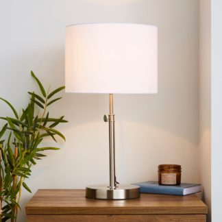 An Image of Hemming Adjustable Height Satin Nickel Table Lamp Satin Nickel