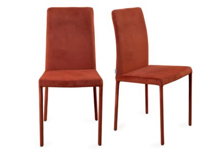 An Image of Heal's Bronte Pair of Dining Chairs Plush Velvet Platinum