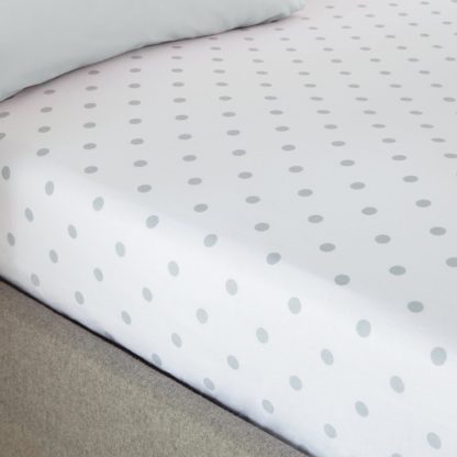 An Image of Catherine Lansfield Polka Dot Spot Fitted Sheet Silver