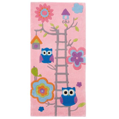 An Image of Pink Hong Kong Owl Rug Pink