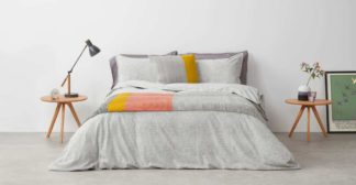 An Image of Fleck Brushed Cotton Duvet Cover + 2 Pillowcases, Double, Grey UK