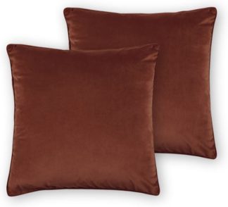 An Image of Julius Set of 2 Velvet Cushions, 45 x 45cm, Dark Terracotta