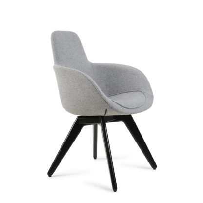 An Image of Tom Dixon Scoop High Chair Grey Fabric Black Legs