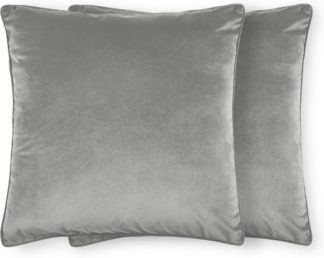 An Image of Julius Set of 2 Large Velvet Cushions, 59 x 59cm, Silver Grey