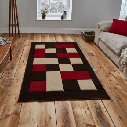 An Image of Red Matrix Rug Brown/Red