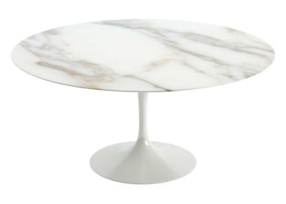 An Image of Knoll Saarinen Large Round Dining Table Arabescato Marble