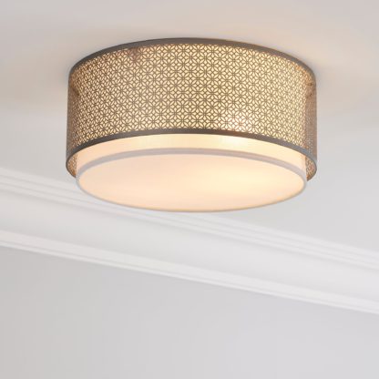 An Image of Vienna Flush Ceiling Fitting Champagne