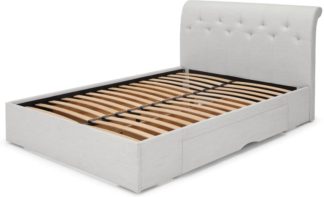 An Image of Linnell King Size Bed with Storage Drawers , Snow Grey Weave