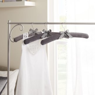 An Image of Set of 3 Luxe Grey Velvet Hangers Grey
