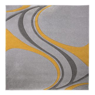 An Image of Mirage Square Rug Grey and Yellow