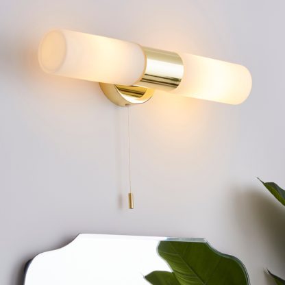 An Image of Porto Bathroom 2 Light Wall Light Brass Brass