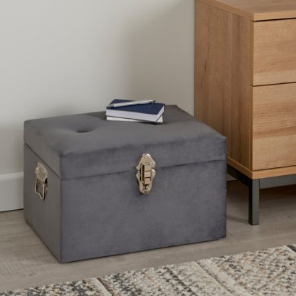 An Image of Luxe Grey Velvet Trunk Grey