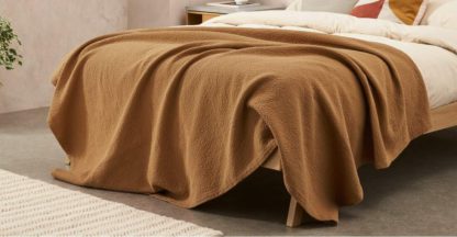 An Image of Cael 100% Cotton Matelasse Bedspread, 150 x 200cm, Tobacco