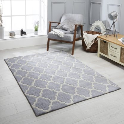 An Image of Trellis Patterned Rug Grey Trellis Grey