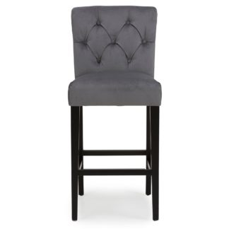 An Image of Newbury Bar Stool Grey Velvet Grey