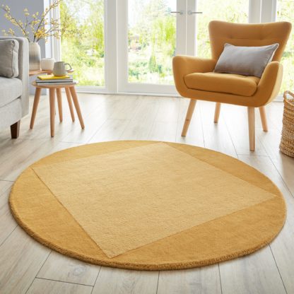 An Image of Boston Wool Border Circle Rug Boston Wool Grey