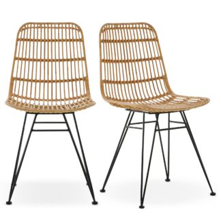 An Image of Pax Set of 2 Rattan Dining Chairs Natural