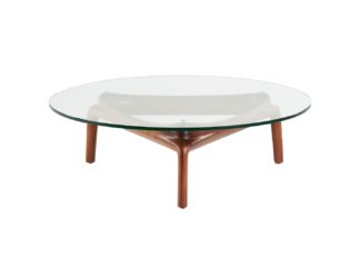 An Image of Artisan Pascal Coffee Table Walnut Clear Glass