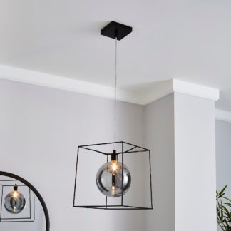 An Image of Elena Glass Pendant Ceiling Fitting Black