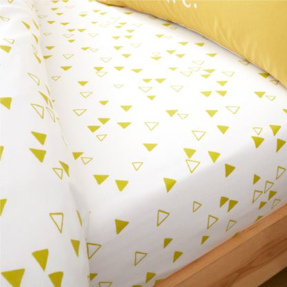 An Image of Catherine Lansfield Geometric Yellow Fitted Sheet Yellow