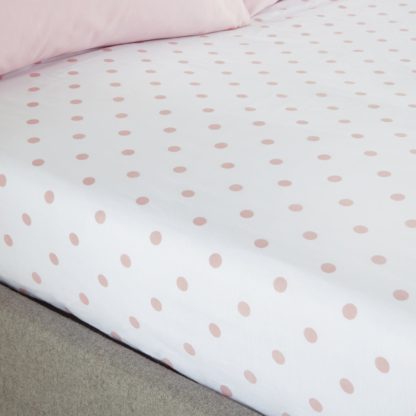 An Image of Catherine Lansfield Polka Dot Spot Fitted Sheet Silver