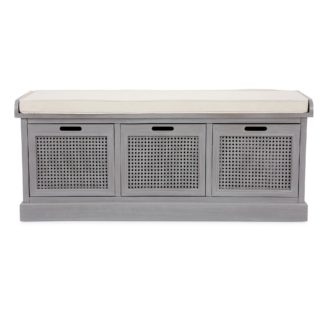 An Image of Lucy Cane Grey Storage Bench Grey