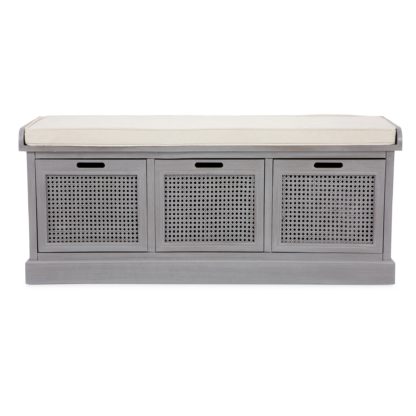 An Image of Lucy Cane Grey Storage Bench Grey