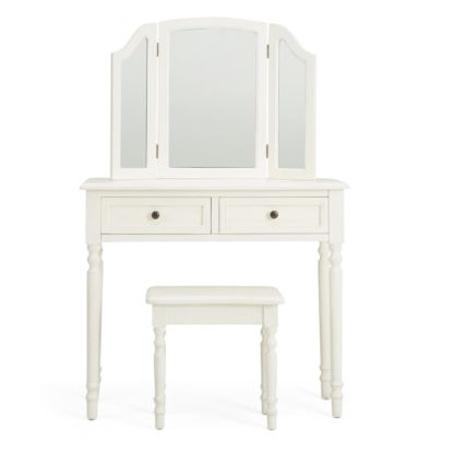 An Image of Lucy Cane Cream Dressing Table Set White