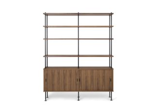 An Image of Carl Hansen & Søn BM0253 Shelving System Configuration 1 Oiled Walnut Black Legs