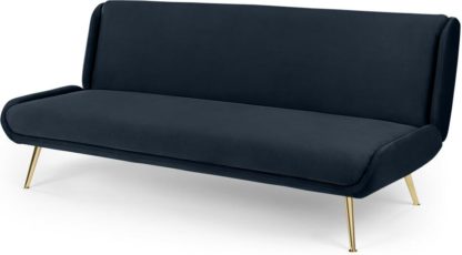 An Image of Moby Click Clack Sofa Bed, Sapphire Blue Velvet