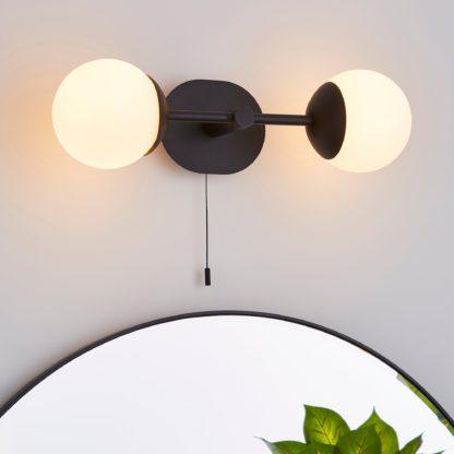 An Image of Tela Bathroom 2 Light Wall Light Black Black