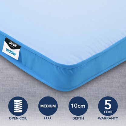 An Image of JayBe Toddler Waterproof Foam Free Pocket Sprung Mattress Light Blue