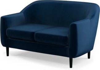 An Image of Custom MADE Tubby 2 Seater Sofa, Regal Blue Velvet with Black Wood Leg