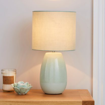 An Image of Alby Ceramic Green Table Lamp Green