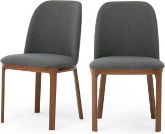 An Image of Set of 2 Nuno Dining Chairs, Walnut and Marl Grey