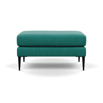 An Image of Heal's Brunel Footstool Smart Velvet Green