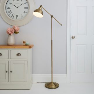 An Image of Lever Arm Antique Brass Floor Lamp Bronze