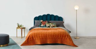 An Image of Syrah 100% Cotton Velvet Bedspread. 225x220cm, Burnt Orange