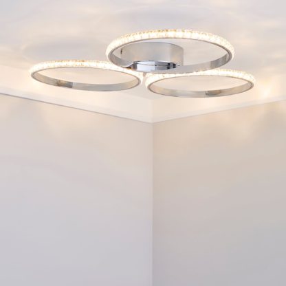 An Image of Oraylia 3 Light Integrated LED Hoops Jewel Chrome Ceiling Fitting Chrome