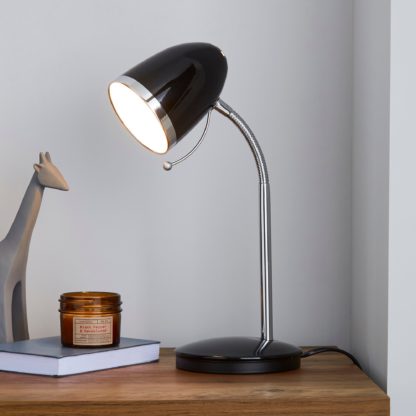 An Image of Tate Black and Chrome Desk Lamp Black